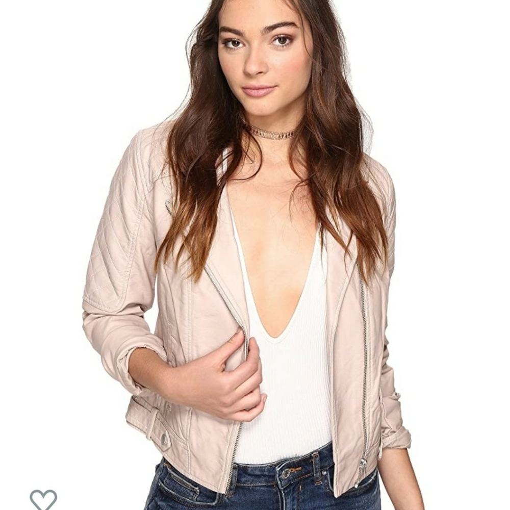 Blush faux/vegan leather jacket
